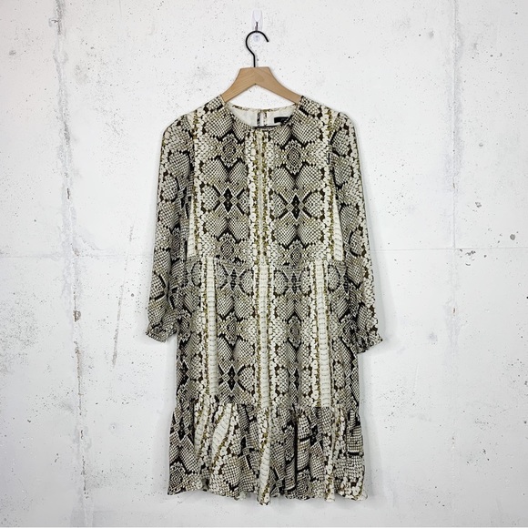 J. Crew Cinched Waist Snakeskin Glendale Dress Size XXS - Picture 1 of 9